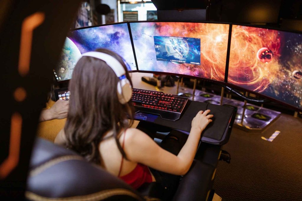 girl playing game